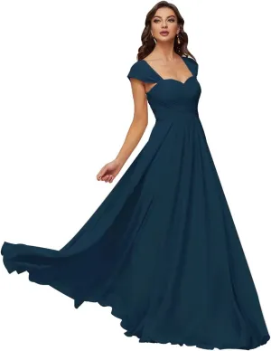 Smileven Women's Long Chiffon Bridesmaid Dresses Sweetheart Neck Formal Evening Party Gowns