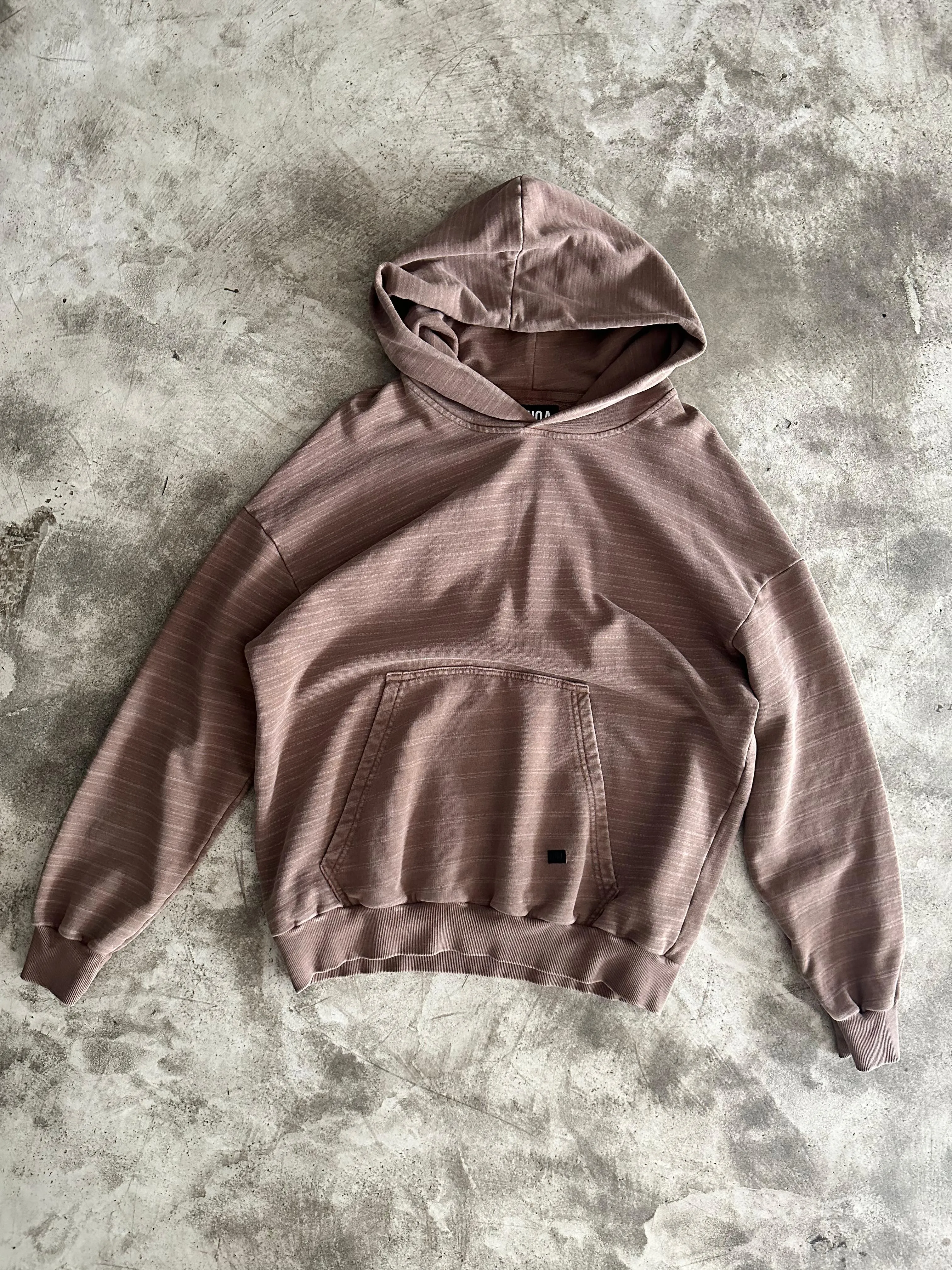 Striped Washed Hoodie - Mocca