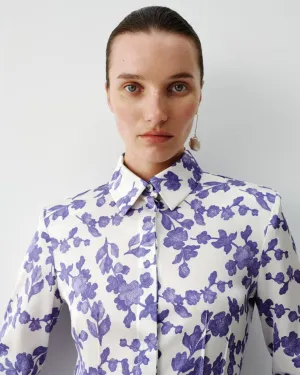 Tailored silk blouse with floral print