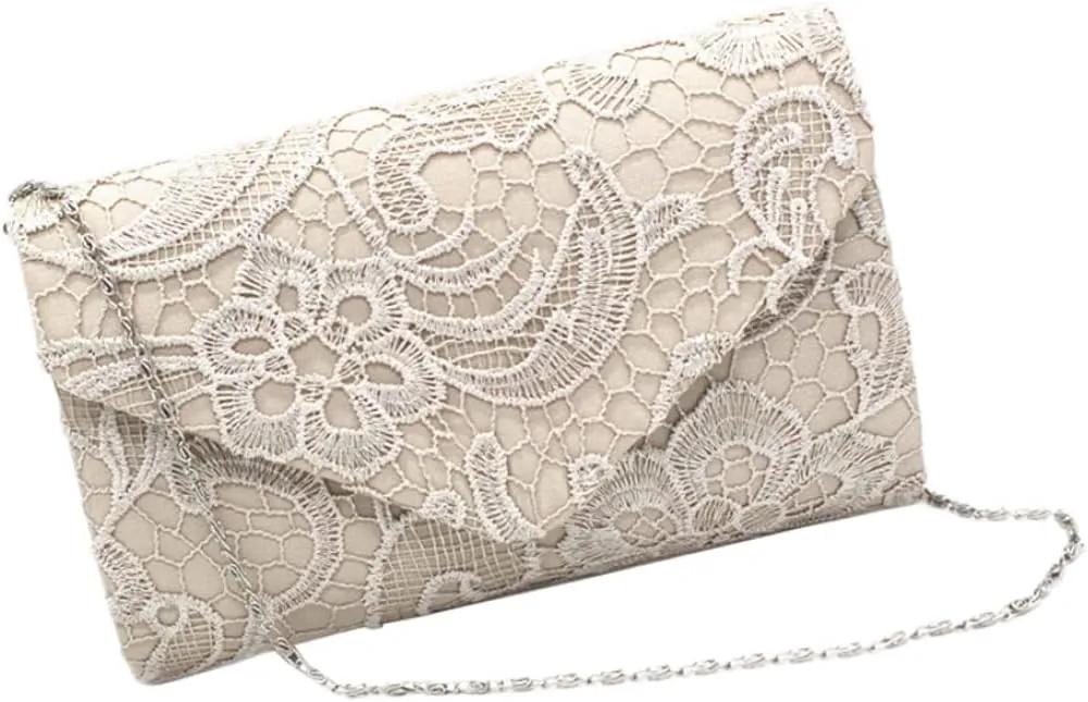 Women Evening Clutch Bag Elegant Lace Formal Purses Handheld Clutch Purse with Chain Apricot envelope handbag111