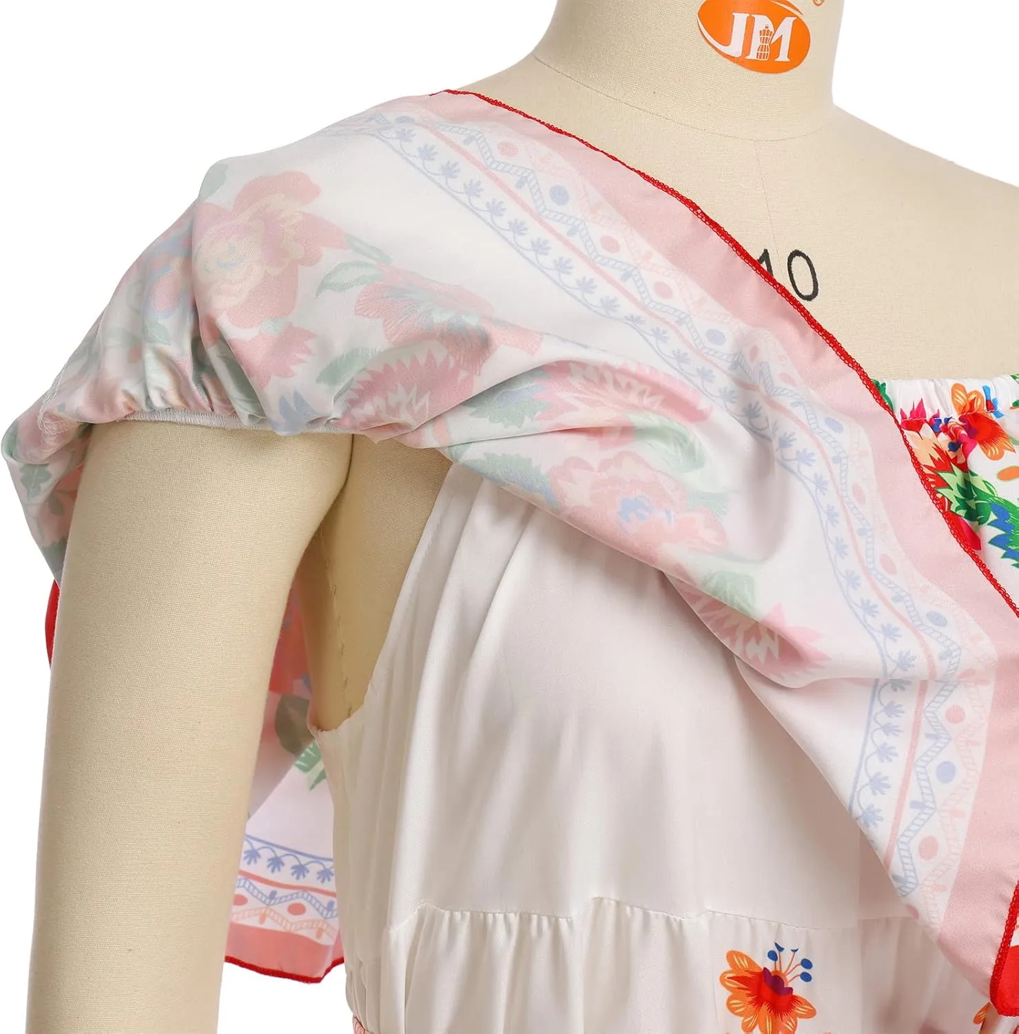 Women Mexican Dress Off Shoulder Floral Long Maxi Dress Summer Beach Party Cinco de Mayo Dresses with Belt