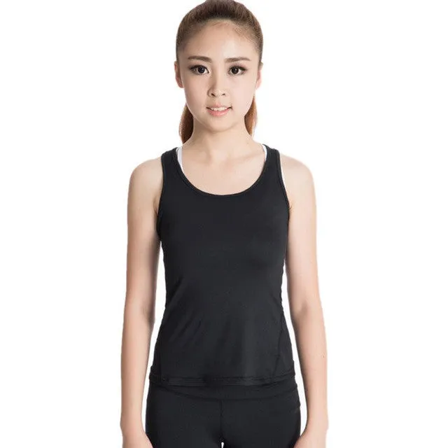 Women Sports Tights Running Yoga Fitness Vest Tee