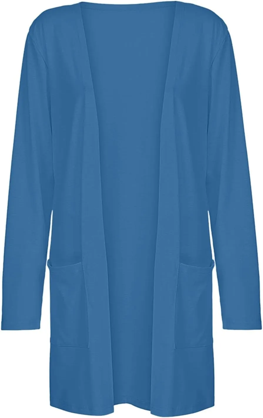 Women's 2023 Long Sleeve Kimono Cardigan Open Front Cozy Sweater Coat Casual Lightweight Outerwear with Pockets