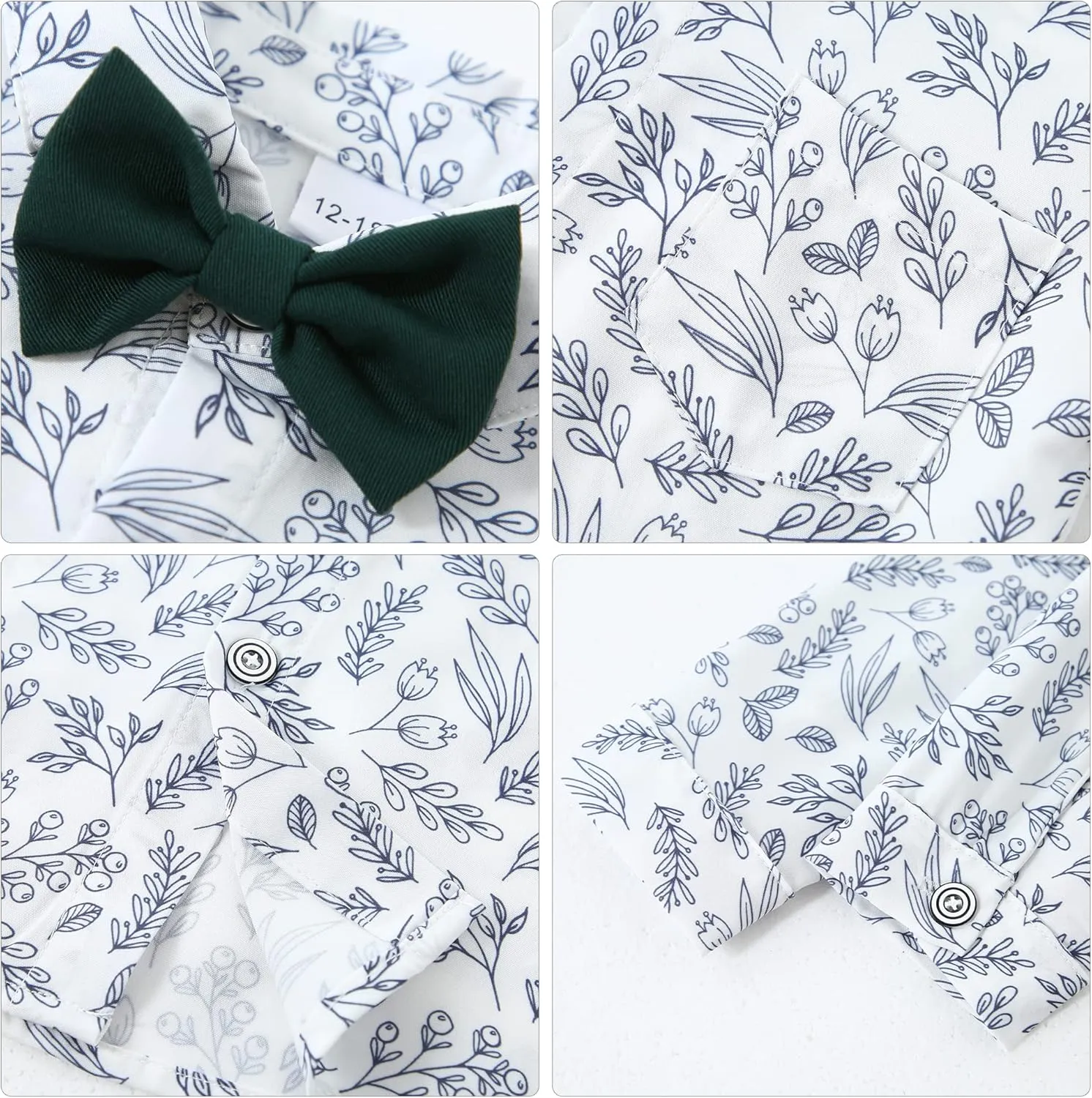 YALLET Toddler Baby Boy Clothes Suit Gentleman Wedding Outfits, Formal Dress Shirt Bowtie Vest Boutonniere Suspender Pants