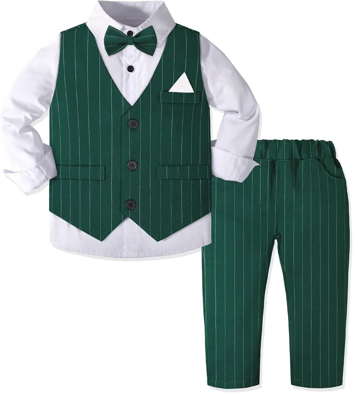 Yilaku Boys Suits Ring Bearer Outfit Toddler Suits with Vest Shirt Pants Sets Kids Dress Clothes for 18 Months-9 Years