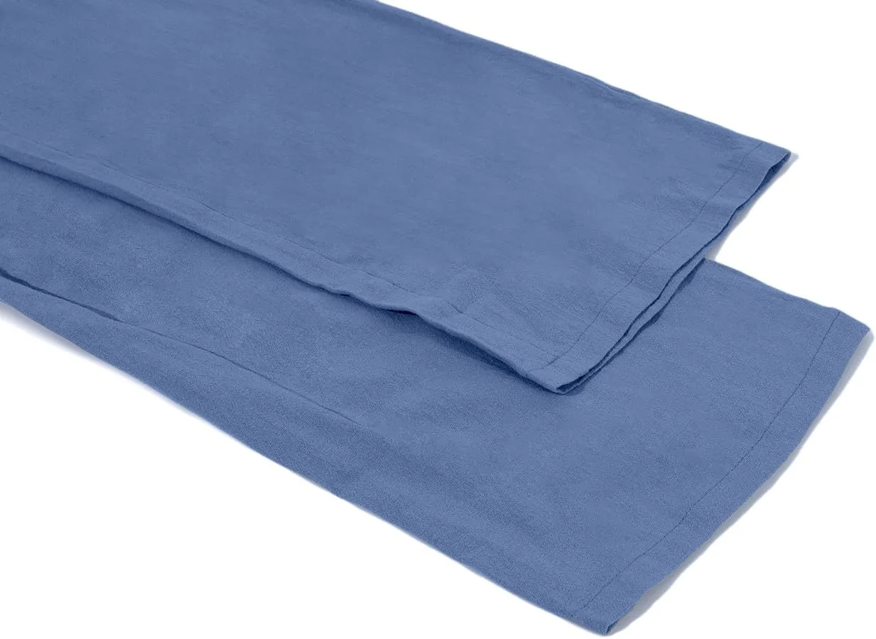 yoeasy Women Cotton Linen Drawstring Elastic Waist Straight Leg Pants Lightweight Trousers with Pocket