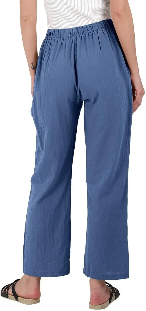 yoeasy Women Cotton Linen Drawstring Elastic Waist Straight Leg Pants Lightweight Trousers with Pocket