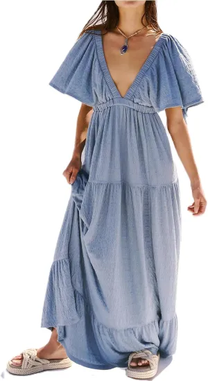 Yuemengxuan Women Summer Dresses Deep V-Neck Backless Maxi Dress Y2K Boho Dress Flowy Beach Vacation Sundresses