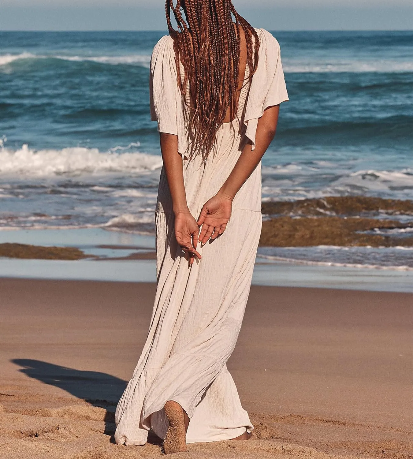 Yuemengxuan Women Summer Dresses Deep V-Neck Backless Maxi Dress Y2K Boho Dress Flowy Beach Vacation Sundresses